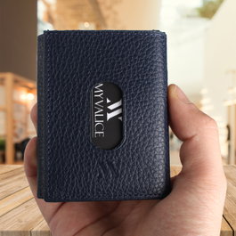 Zoozie Bags Cartera de Piel Auténtica Azul Marino